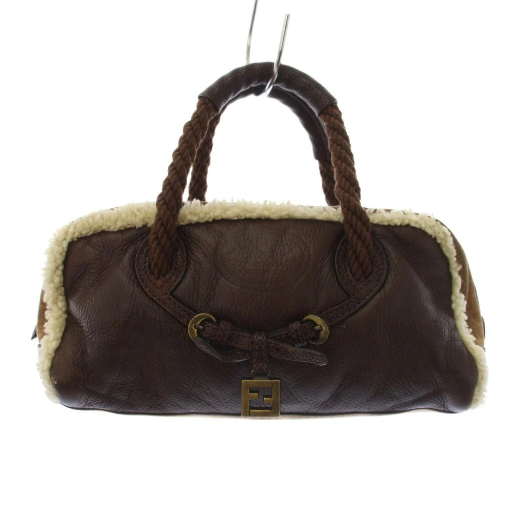 Fendi Shearling Handbag Zucca Brown